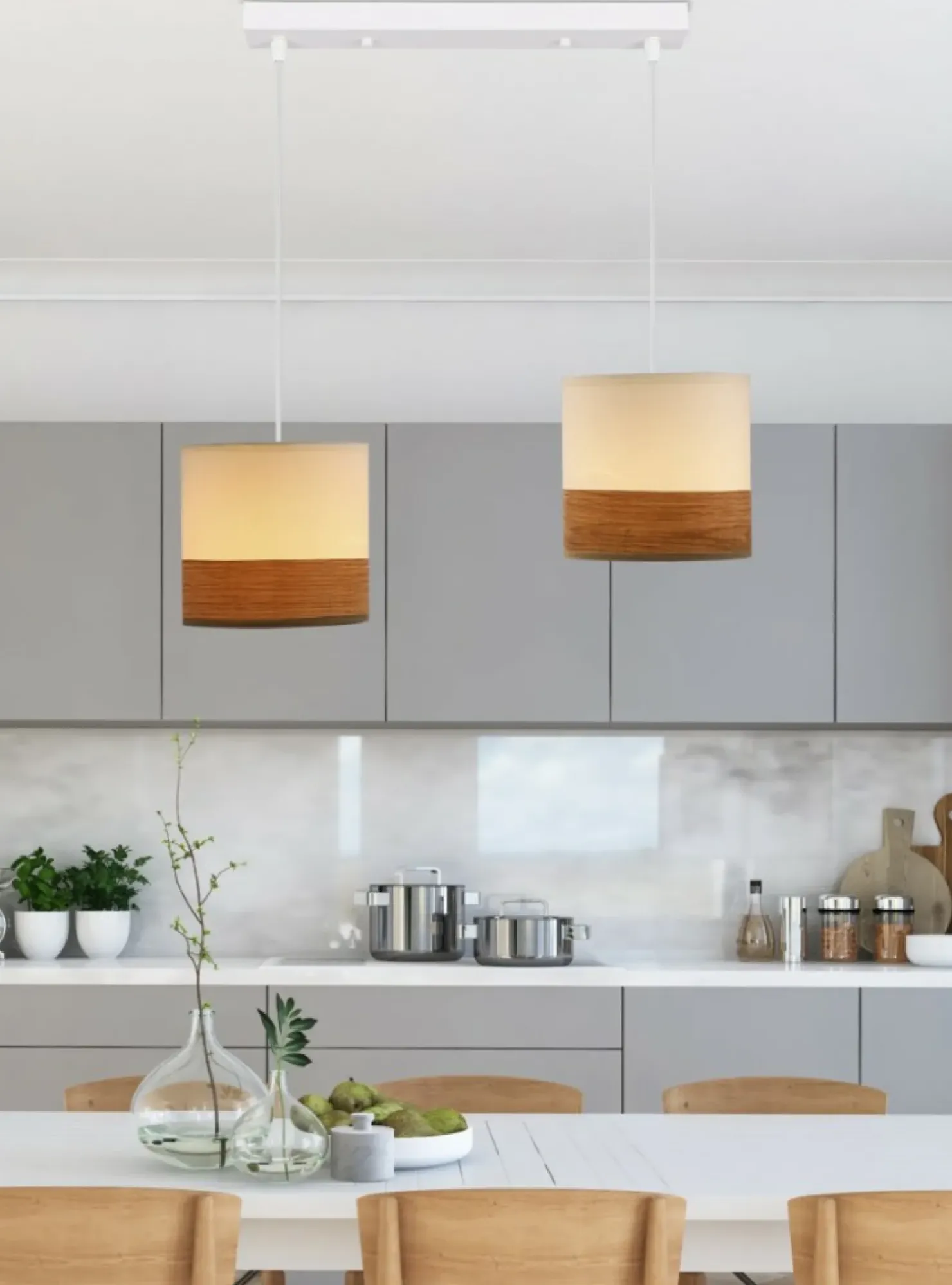 Discount Sklep Kaja Biało-brązowa lampa wisząca, na listwie 32-17543 z serii BIANCO | Kaja