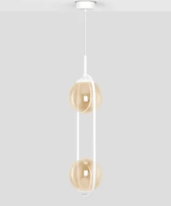 Best Sale Sklep Kaja Biało-bursztynowa lampa wisząca z dwoma kloszami K-5305 z serii ARLENA