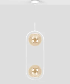 Best Sale Sklep Kaja Biało-bursztynowa lampa wisząca z dwoma kloszami K-5305 z serii ARLENA