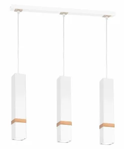 Clearance Sklep Kaja Biało-drewniana lampa wisząca nad stół MLP5409 VIDAR | Kaja