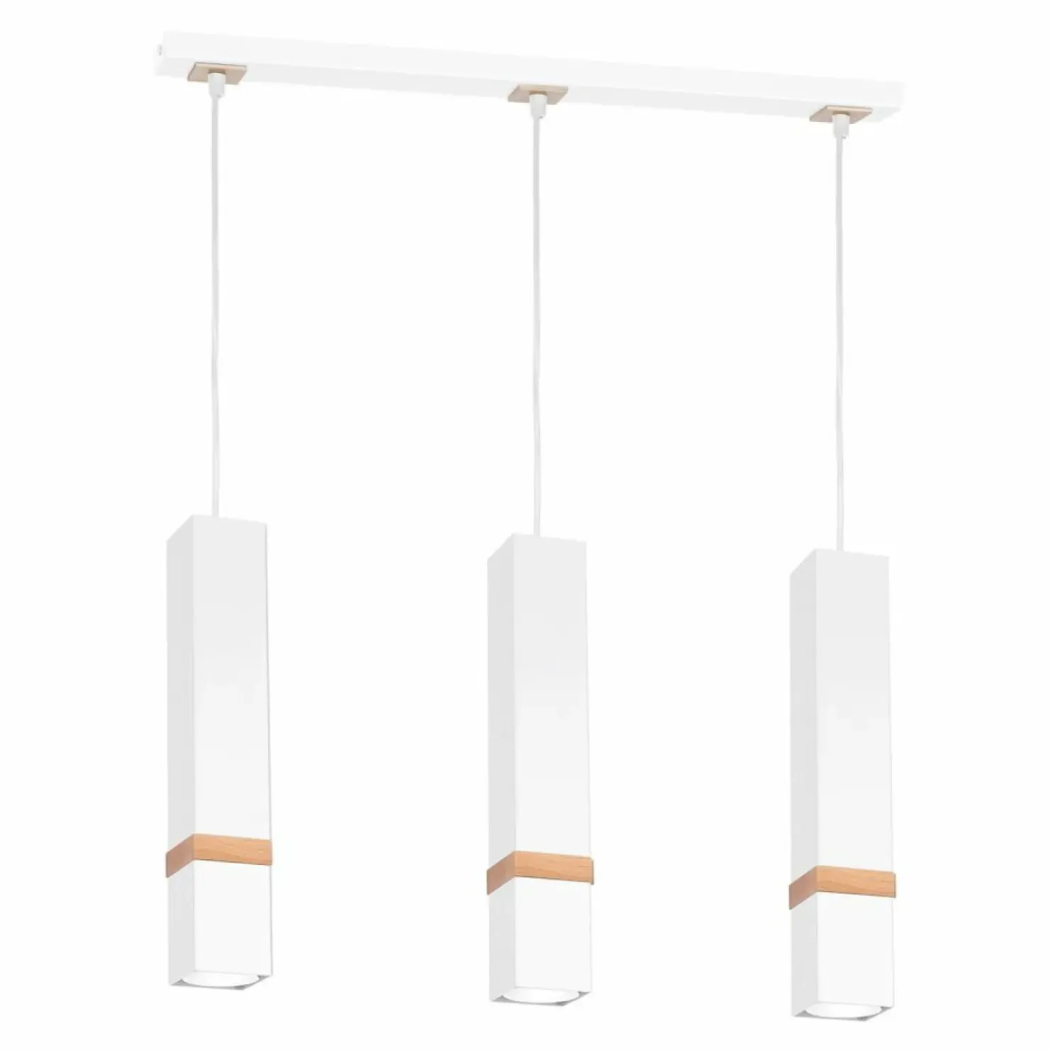 Clearance Sklep Kaja Biało-drewniana lampa wisząca nad stół MLP5409 VIDAR | Kaja