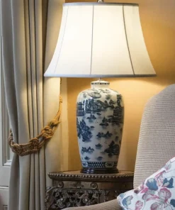 Biało-niebieska lampa stołowa BLUE-G-JAR-TL z serii BLUE GINGER JAR*Sklep Kaja Hot