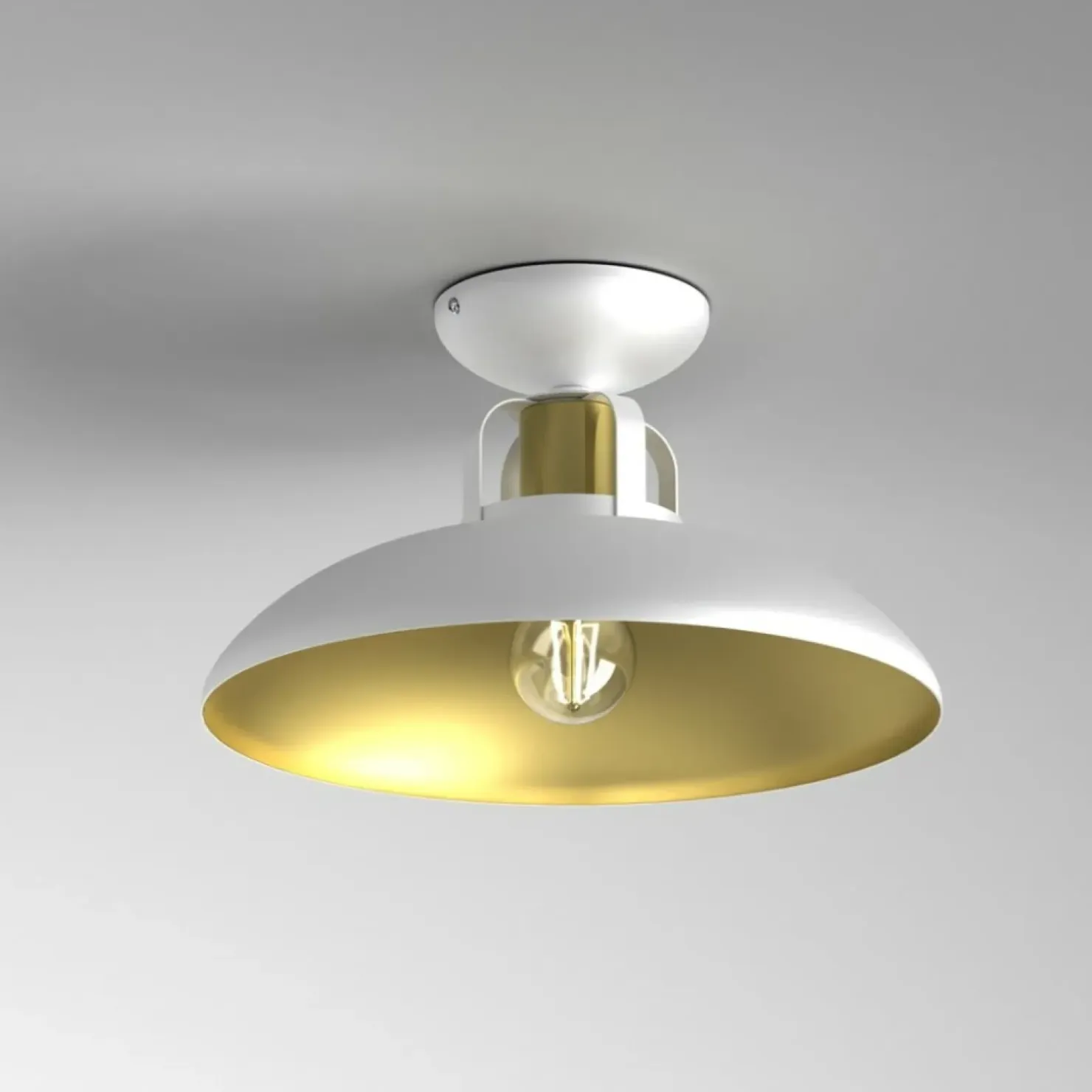 Discount Sklep Kaja Biało-złota lampa sufitowa na jedną żarówkę MLP7703 z serii FELIX | Kaja Oświetl