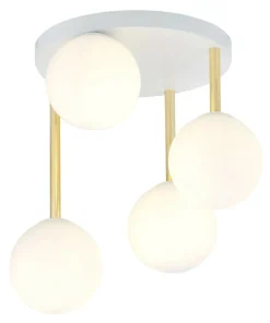 Biało-złota lampa sufitowa z kulistymi kloszami 1261/4 z serii DOLCE*Sklep Kaja Clearance