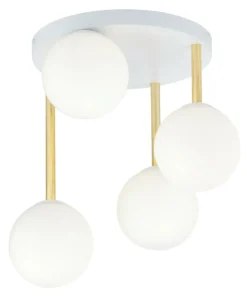 Biało-złota lampa sufitowa z kulistymi kloszami 1261/4 z serii DOLCE*Sklep Kaja Clearance