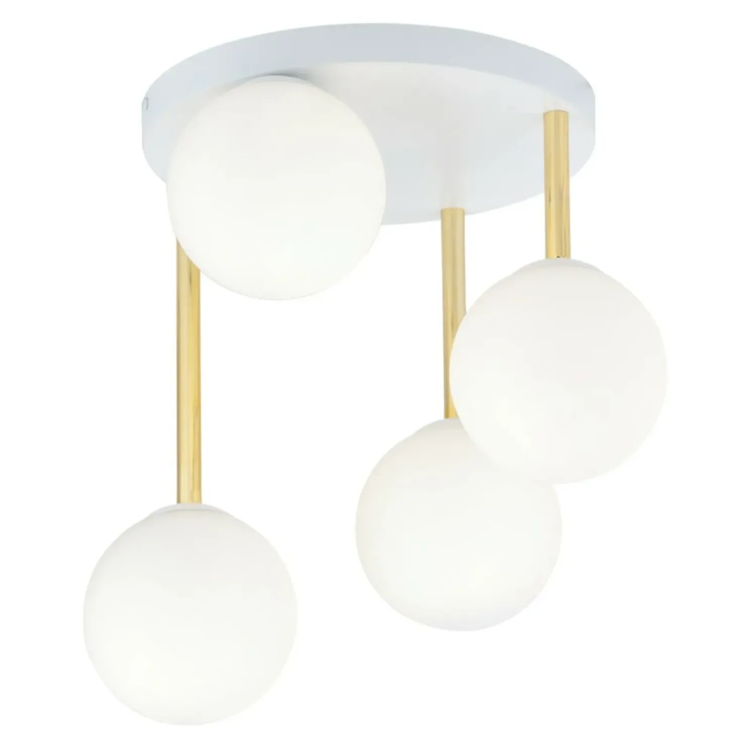 Biało-złota lampa sufitowa z kulistymi kloszami 1261/4 z serii DOLCE*Sklep Kaja Clearance