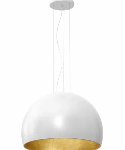 Outlet Sklep Kaja Biało-złota lampa wisząca z kulistym kloszem LX 1679 z serii COMPO
