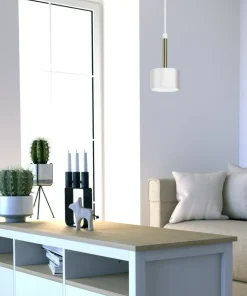 Cheap Sklep Kaja Biało-złota lampa wisząca, złoty element MLP7754 z serii ARENA | Kaja Oświetleni