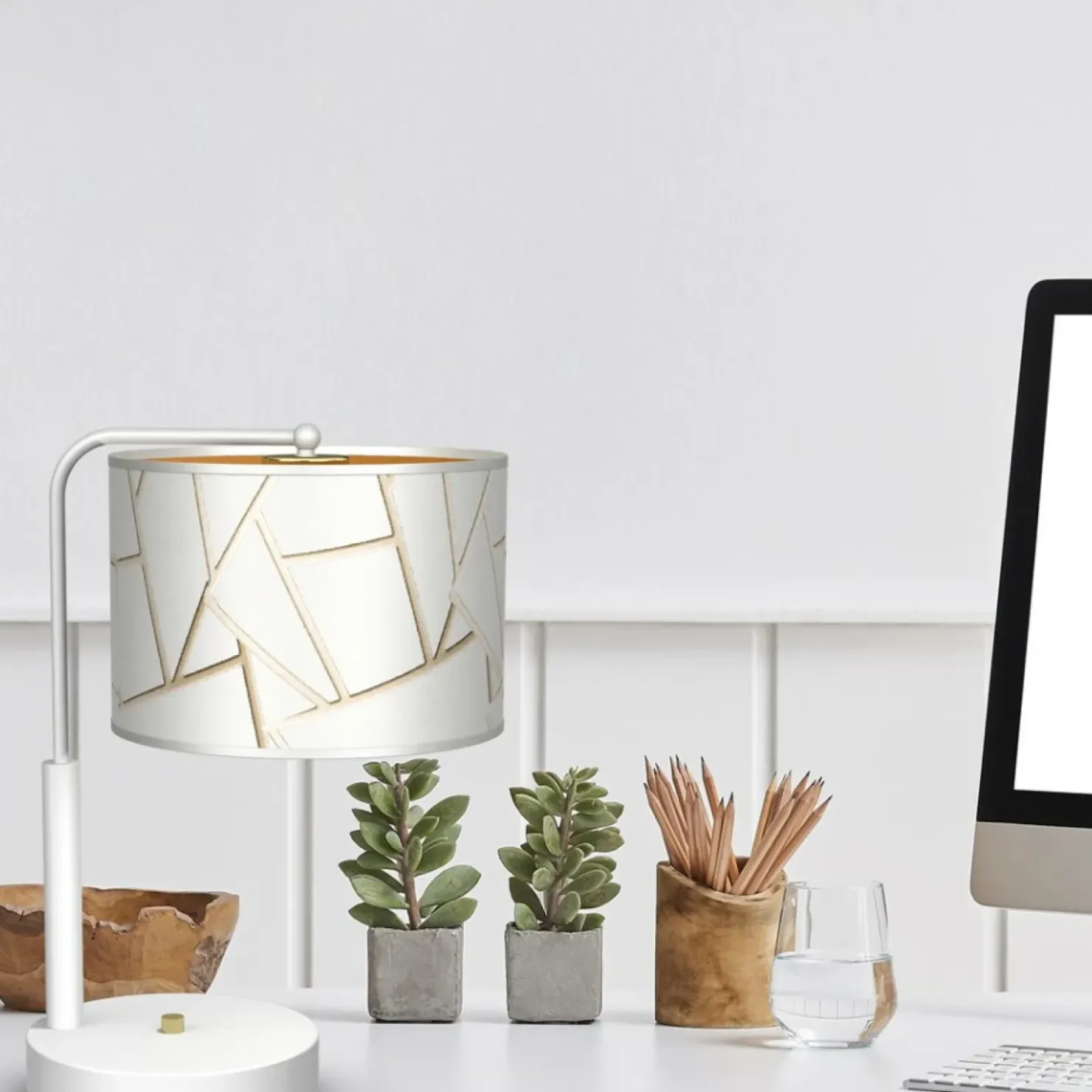 Biało-złota lampka stołowa, do salonu MLP7570 z serii ZIGGY | Kaja Oświetlenie*Sklep Kaja Flash Sale