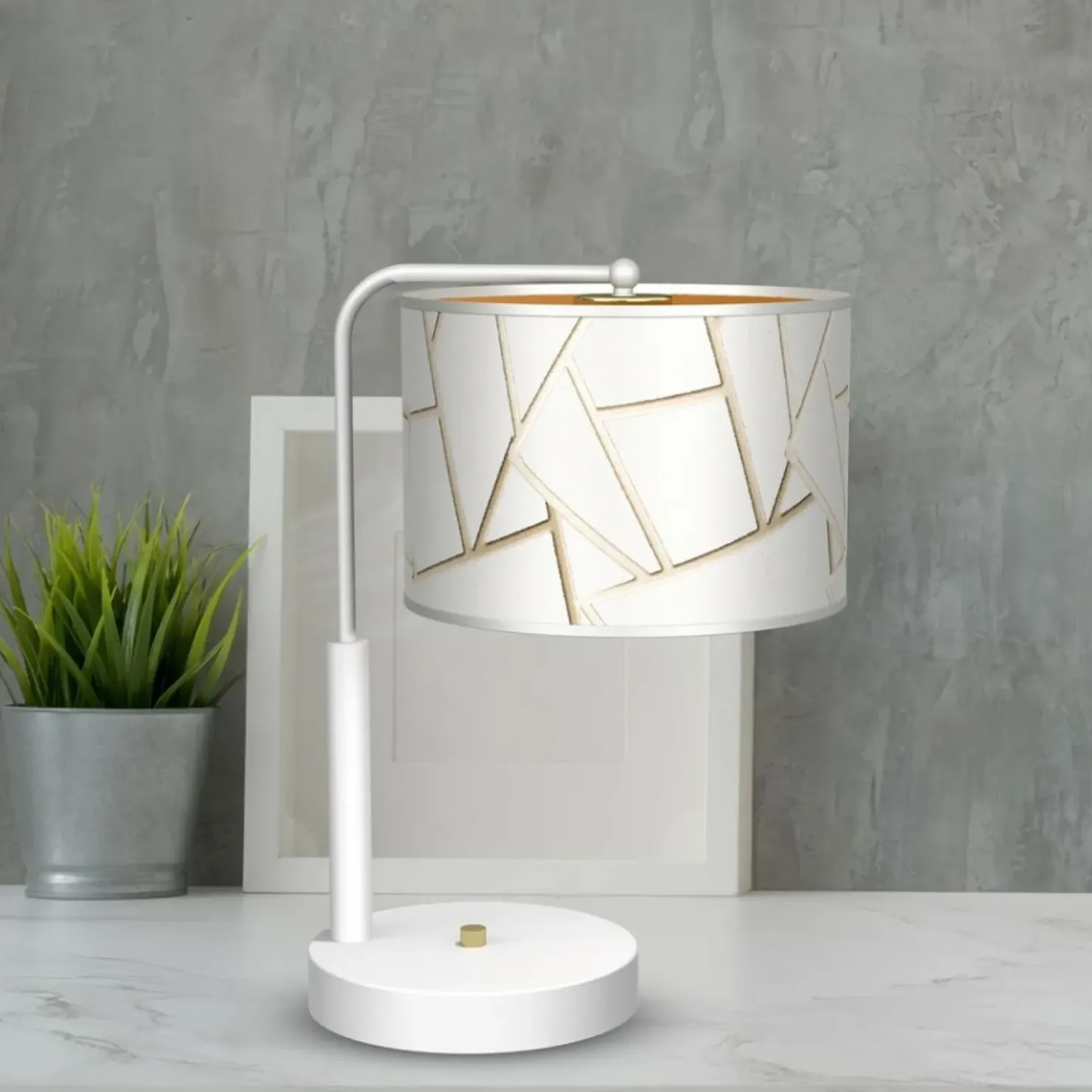Biało-złota lampka stołowa, do salonu MLP7570 z serii ZIGGY | Kaja Oświetlenie*Sklep Kaja Flash Sale