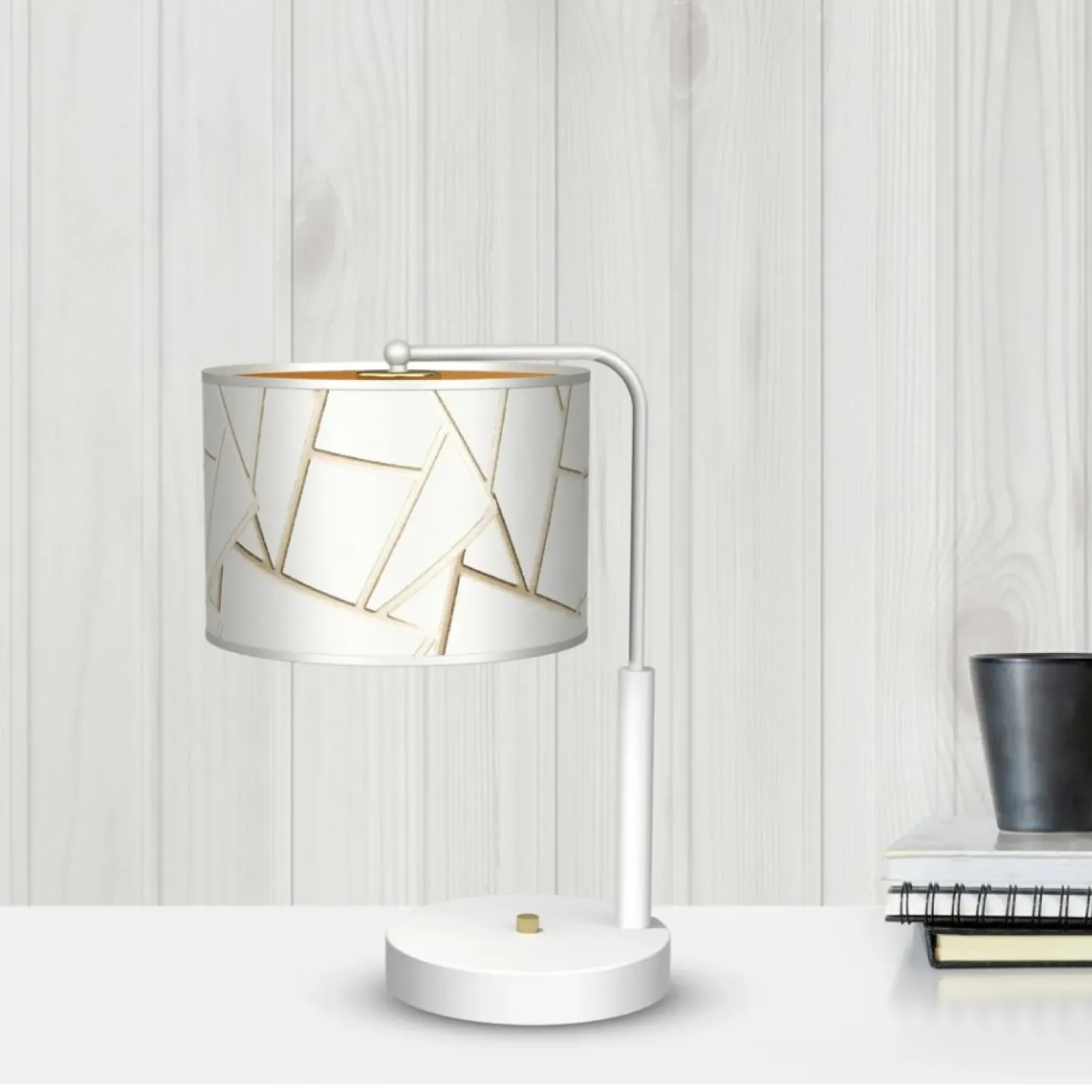 Biało-złota lampka stołowa, do salonu MLP7570 z serii ZIGGY | Kaja Oświetlenie*Sklep Kaja Flash Sale