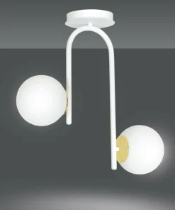 Outlet Sklep Kaja Biało-złota, minimalistyczna lampa sufitowa 1033/2 RAGNAR | Kaja