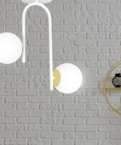 Outlet Sklep Kaja Biało-złota, minimalistyczna lampa sufitowa 1033/2 RAGNAR | Kaja