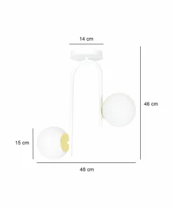 Outlet Sklep Kaja Biało-złota, minimalistyczna lampa sufitowa 1033/2 RAGNAR | Kaja