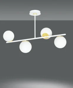 Shop Sklep Kaja Biało-złota, nowoczesna lampa do kuchni 1023/4 FLOKI | Kaja