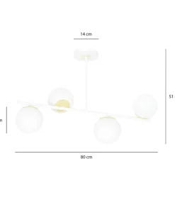 Shop Sklep Kaja Biało-złota, nowoczesna lampa do kuchni 1023/4 FLOKI | Kaja