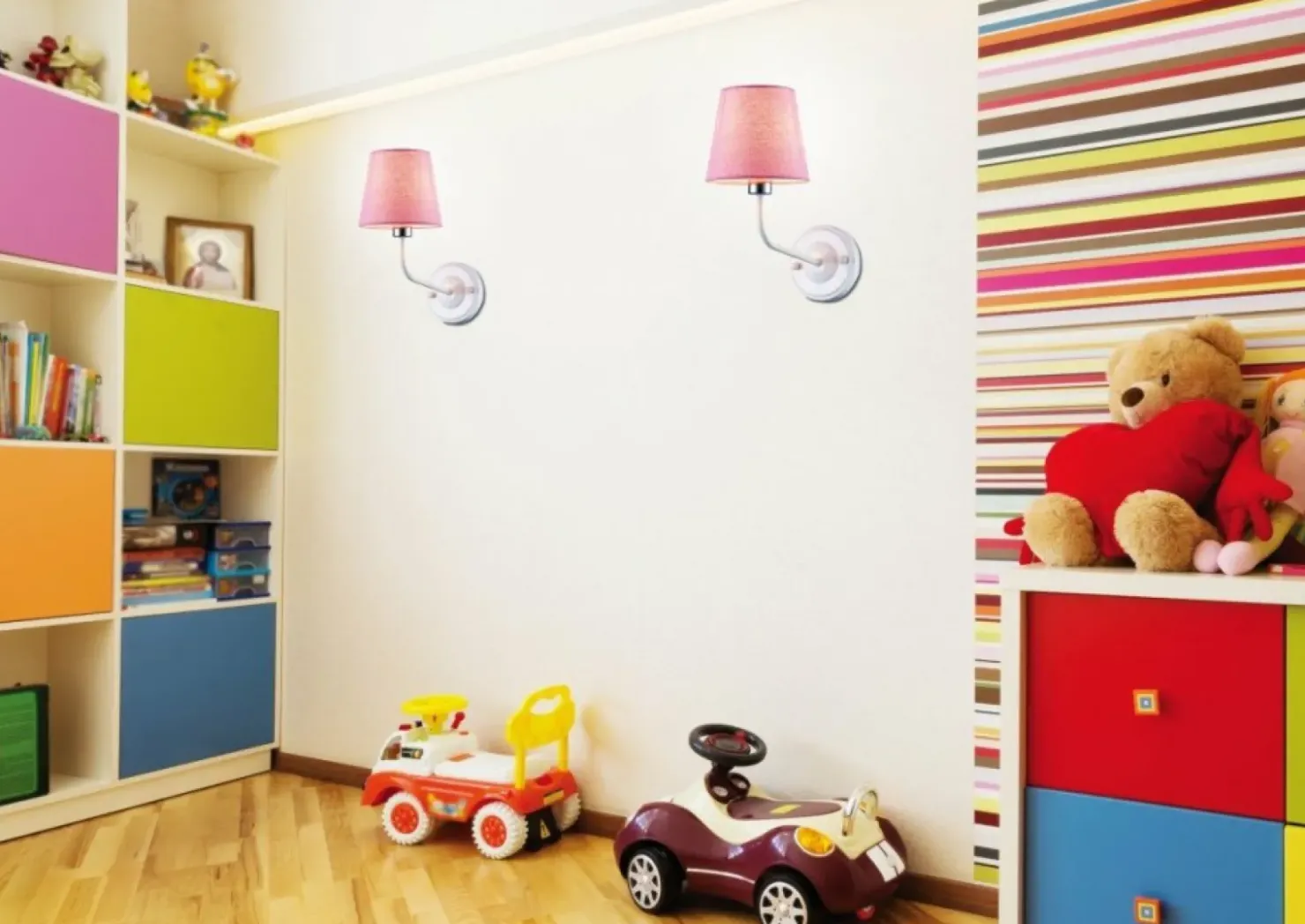 Biały kinkiet z różowym abażurem LEDEA 50401103 YORK | Kaja*Sklep Kaja Sale