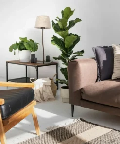 Brązowa lampka z lnianym abażurem TK 16027 NICOLA BROWN | Kaja*Sklep Kaja Shop