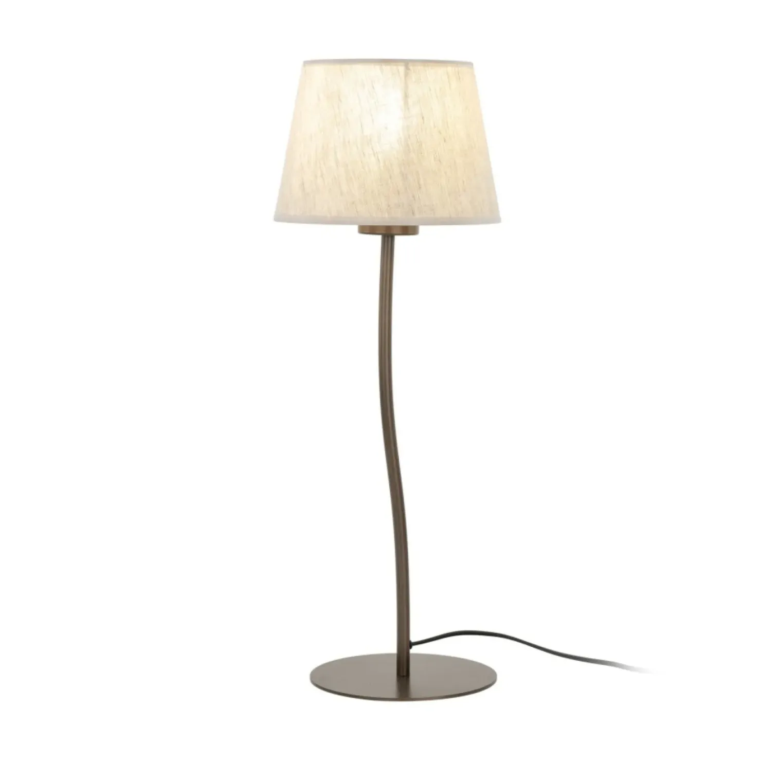 Brązowa lampka z lnianym abażurem TK 16027 NICOLA BROWN | Kaja*Sklep Kaja Shop