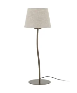 Brązowa lampka z lnianym abażurem TK 16027 NICOLA BROWN | Kaja*Sklep Kaja Shop