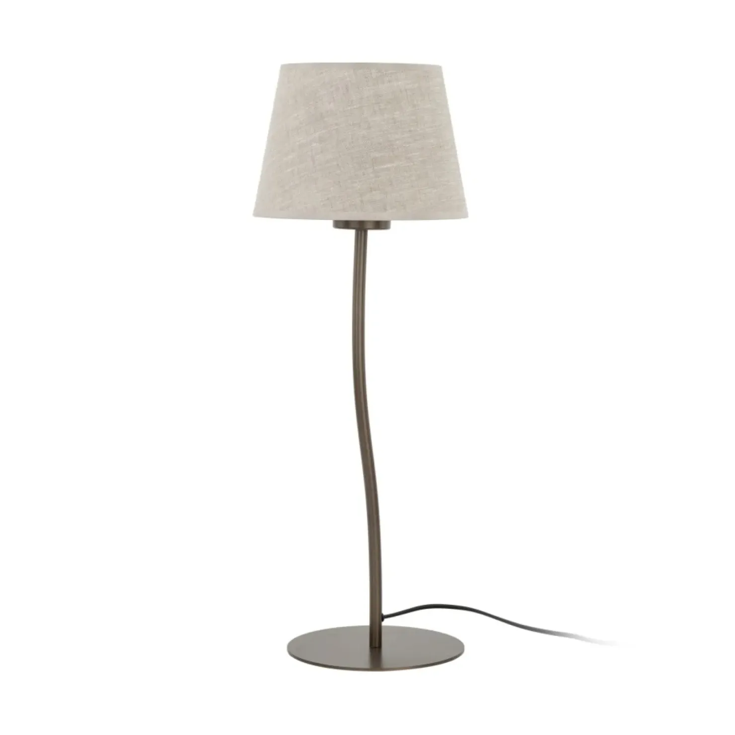 Brązowa lampka z lnianym abażurem TK 16027 NICOLA BROWN | Kaja*Sklep Kaja Shop