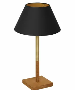 Brązowo-złota lampka nocna, czarny abażur LX 3808 z serii TABLE LAMPS*Sklep Kaja Discount
