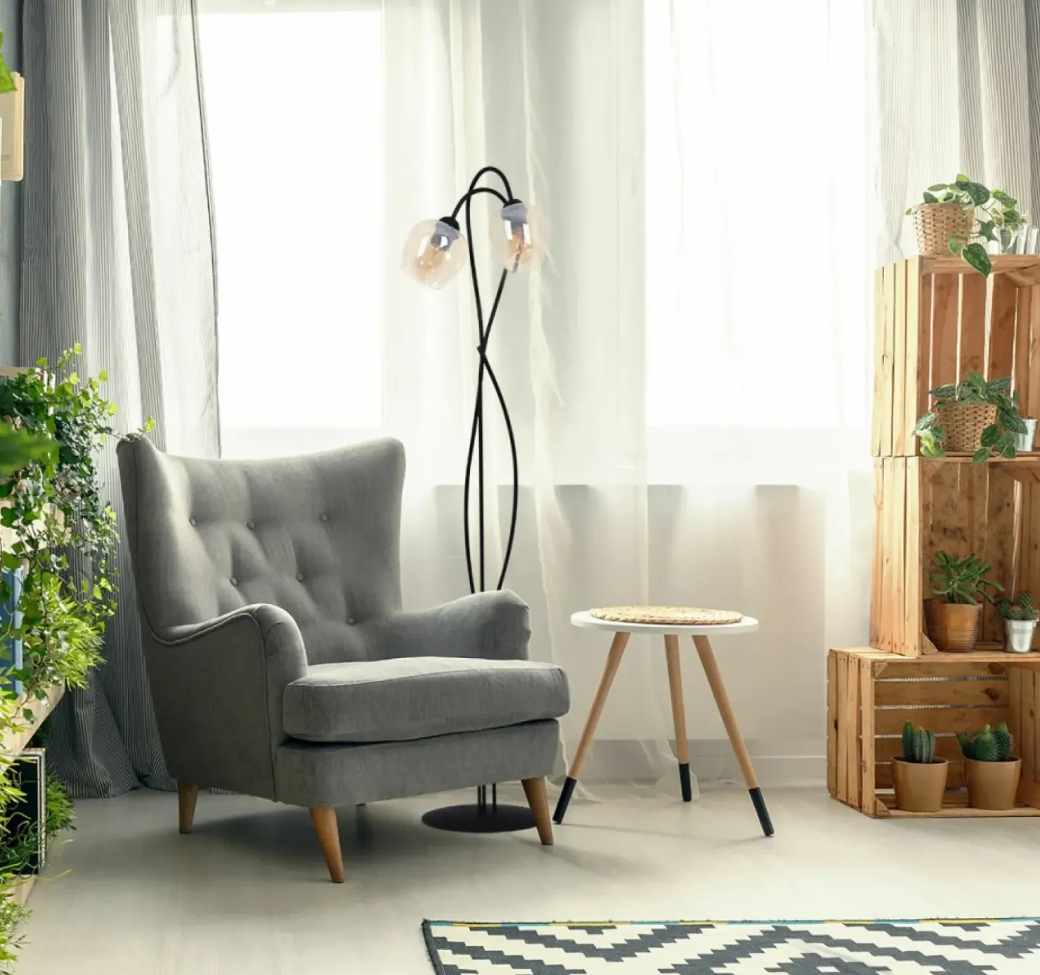 Bursztynowa lampa podłogowa do przytulnego salonu K-5193 z serii DIUNA*Sklep Kaja Discount