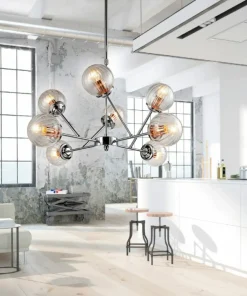 Outlet Sklep Kaja owana lampa sufitowa do salonu 38-67289 BEST | Kaja Oświetlenie chrom