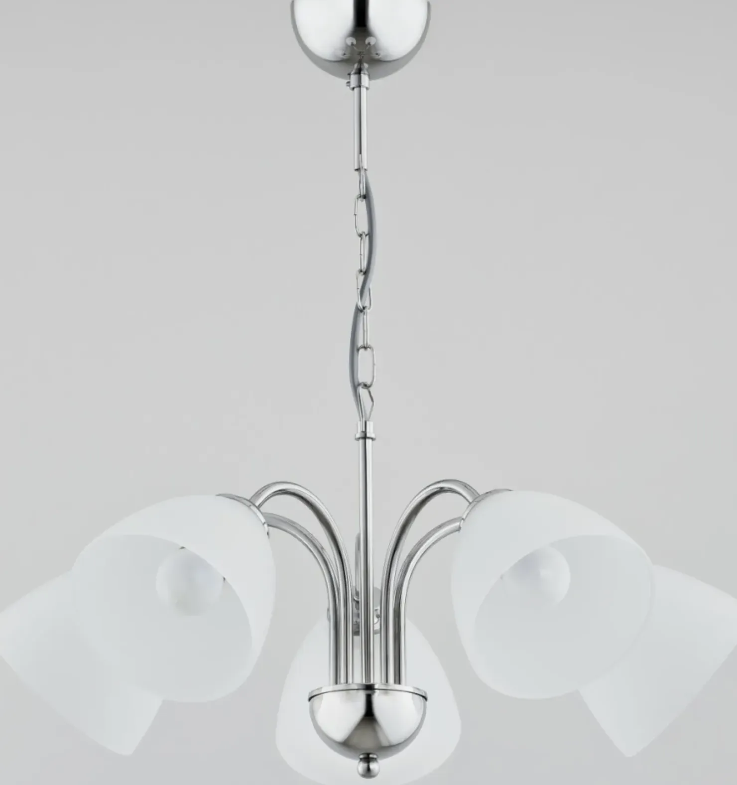 Cheap Sklep Kaja Chromowana lampa wisząca z 5 mlecznymi kloszami AL 21255 | Kaja