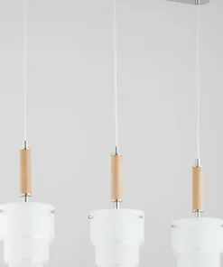 Outlet Sklep Kaja Chromowana lampa wisząca z elementami z drewna AL 62229 | Kaja