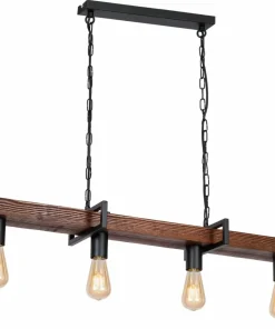 Sale Sklep Kaja Czarna, efektowna lampa z drewnianą listwą LX 0666 z serii HARD | Kaja