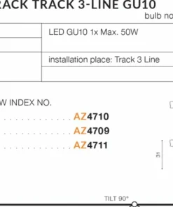 Czarna głowica reflektor szyny 3-fazowej AZ4710 GULIA | Kaja*Sklep Kaja Discount