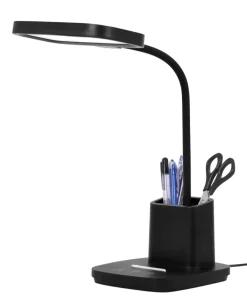 Czarna lampa biurkowa LED z pojemnikiem K-BL1301 z serii TOLA*Sklep Kaja Flash Sale