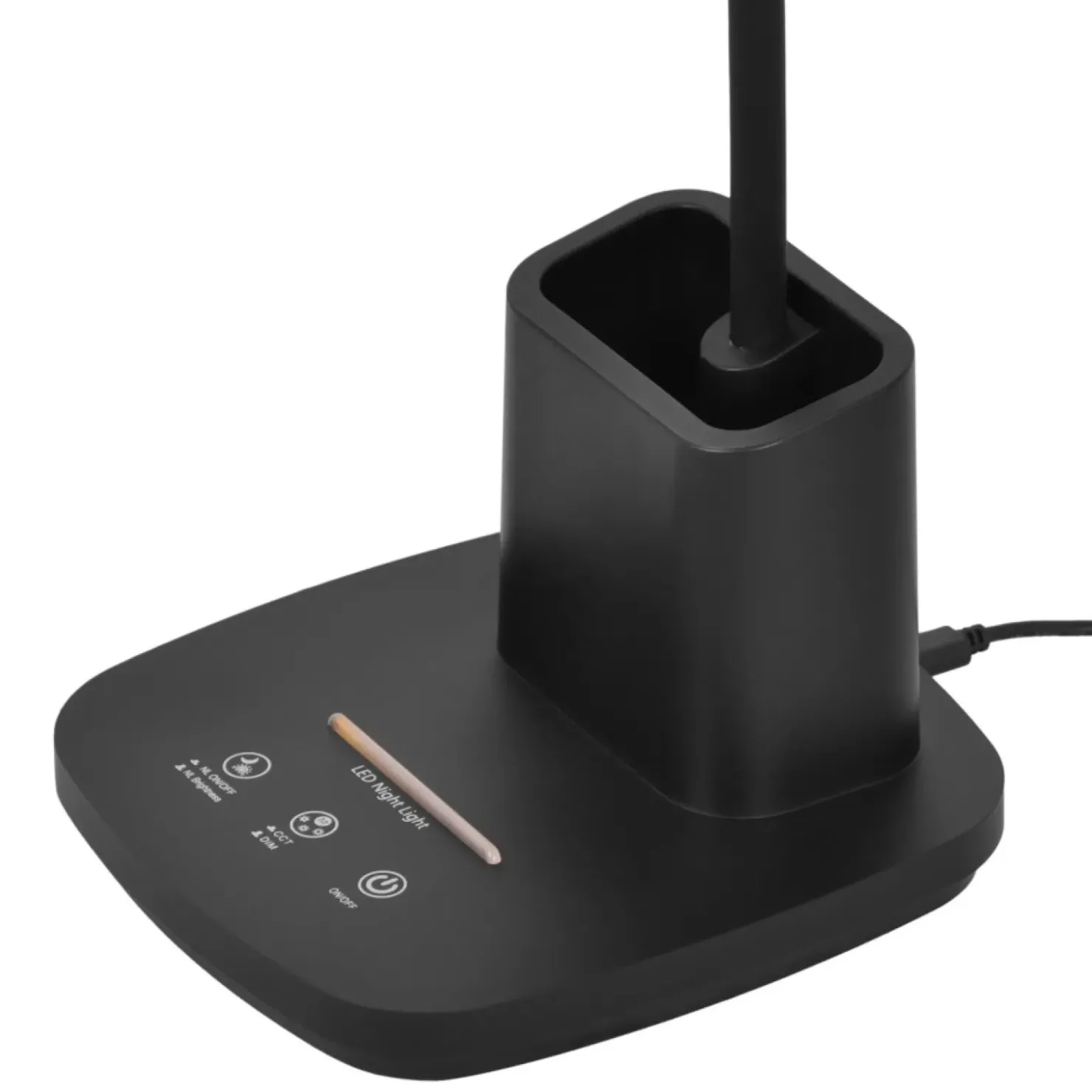 Czarna lampa biurkowa LED z pojemnikiem K-BL1301 z serii TOLA*Sklep Kaja Flash Sale