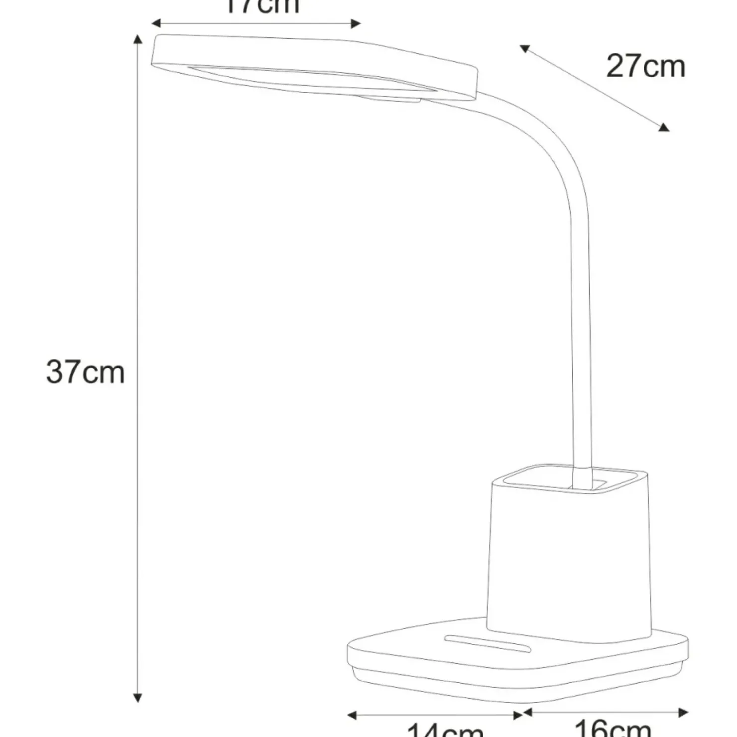 Czarna lampa biurkowa LED z pojemnikiem K-BL1301 z serii TOLA*Sklep Kaja Flash Sale