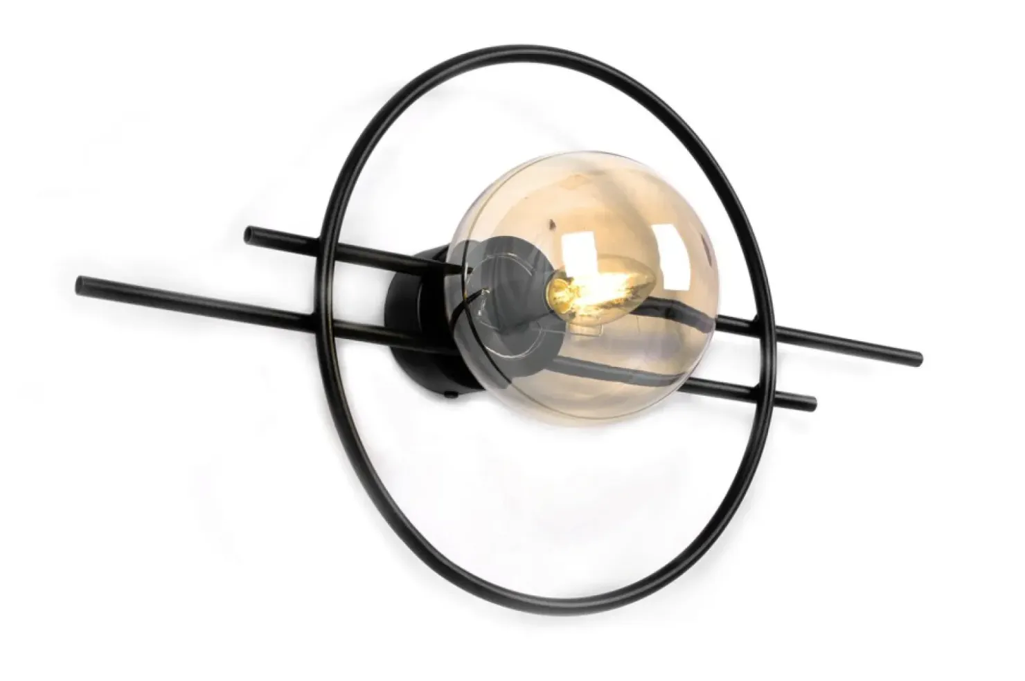 Czarna lampa ścienna z bursztynowym kloszem K-5345 z serii CORSA*Sklep Kaja Fashion
