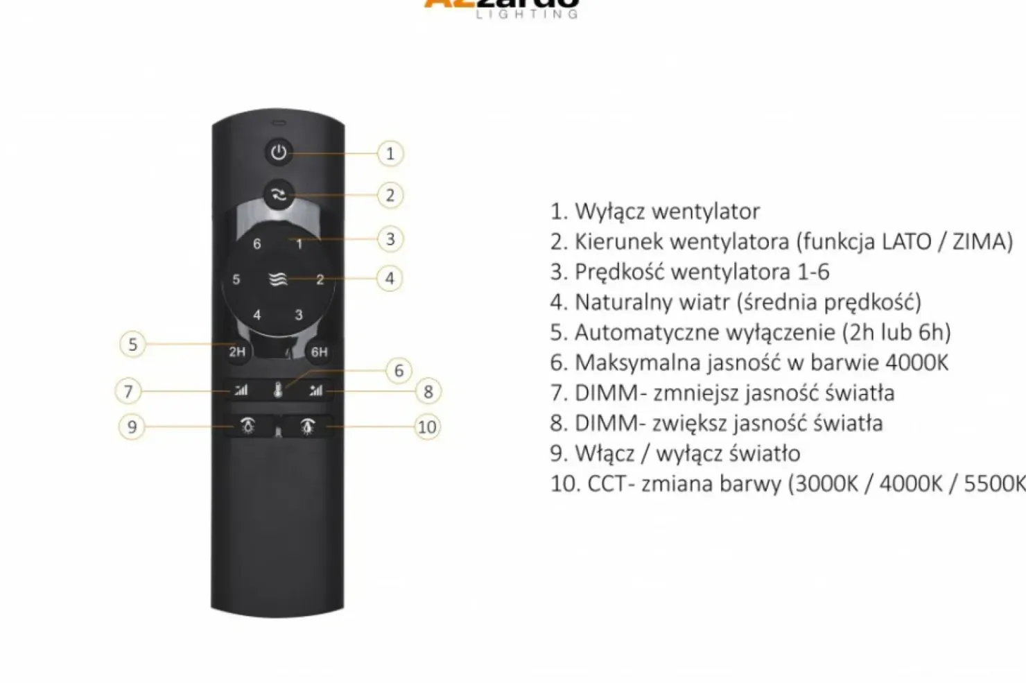 Czarna lampa LED z wentylatorem sterowana AZ4448 VENETI | Kaja*Sklep Kaja Clearance