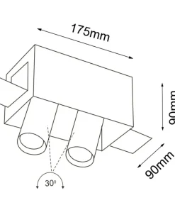 Czarna lampa mocowana podtynkowo - 2 tuby ANT 7802 YAMATO | Kaja*Sklep Kaja Hot