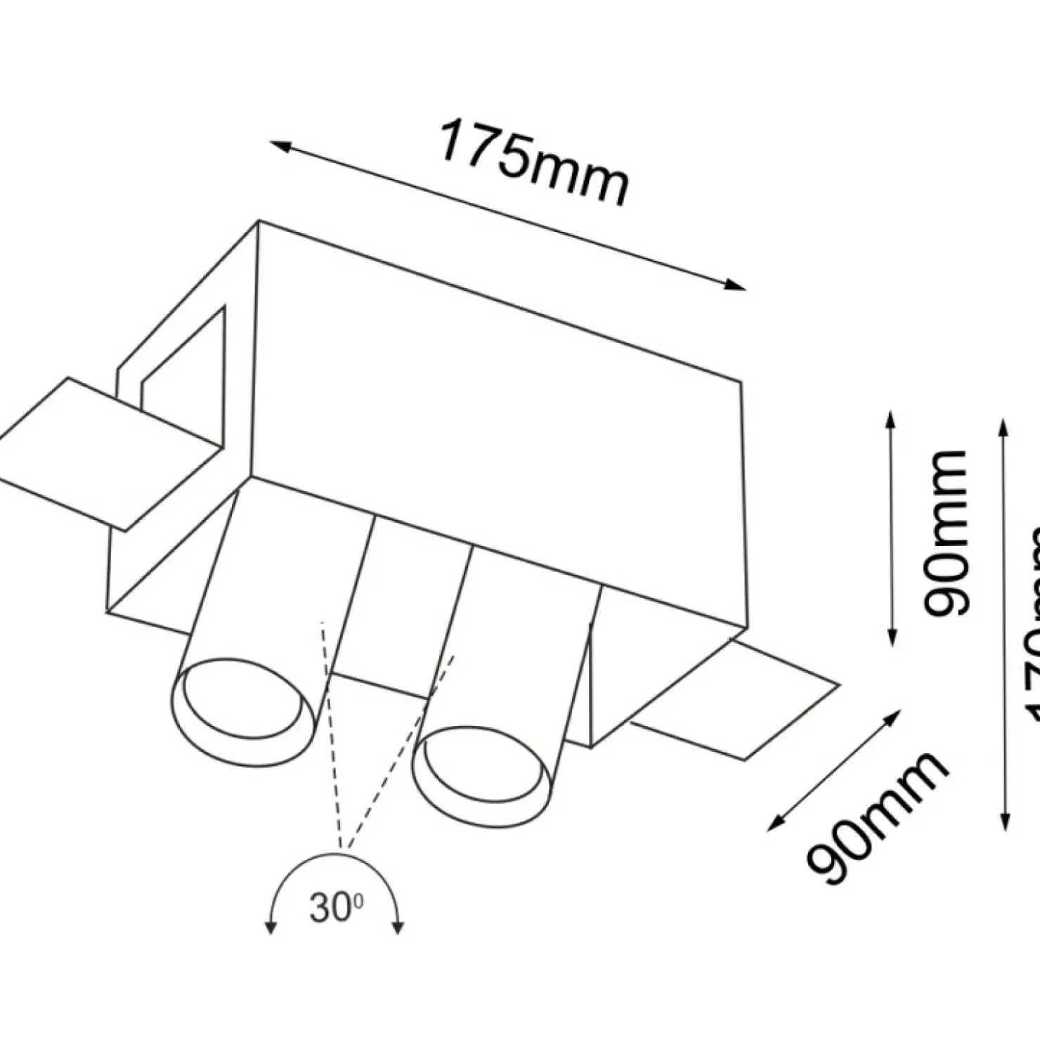 Czarna lampa mocowana podtynkowo - 2 tuby ANT 7802 YAMATO | Kaja*Sklep Kaja Hot