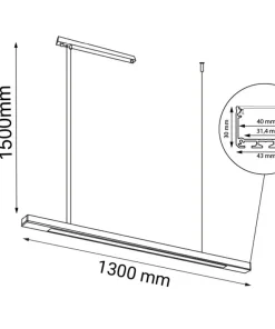 Store Sklep Kaja Czarna lampa nad stół w salonie 130cm 3000K ANT 1954 HAKODA | Kaja