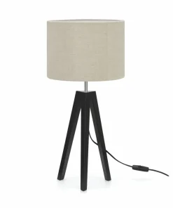 Czarna lampa nocna z tkaninowym abażurem 107944 | Kaja Oświetlenie*Sklep Kaja Flash Sale