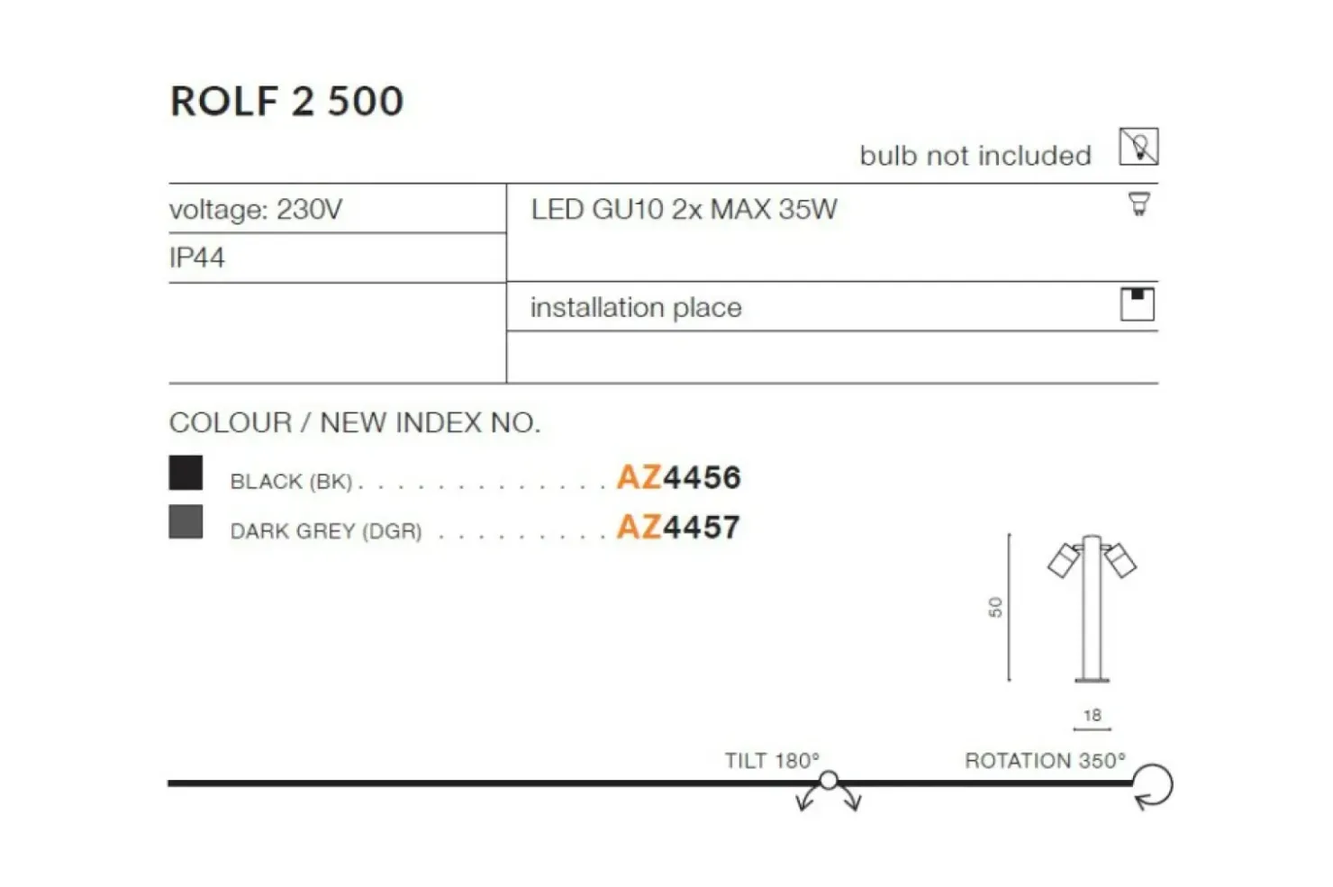 Czarna lampa ogrodowa stojąca dwukierunkowa AZ4456 ROLF | Kaja*Sklep Kaja Flash Sale