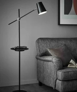 Czarna lampa podłogowa z półką i gniazdem USB 107307 | Kaja*Sklep Kaja Clearance