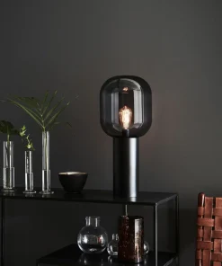 Czarna lampa stołowa klosz w kształcie żarówki 107479| Kaja*Sklep Kaja Fashion