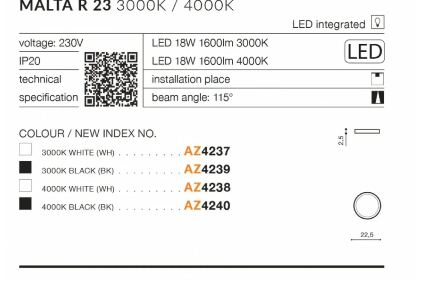 Czarna lampa sufitowa plafon LED 3000K AZ4239 MALTA | Kaja Oświetlenie*Sklep Kaja Best