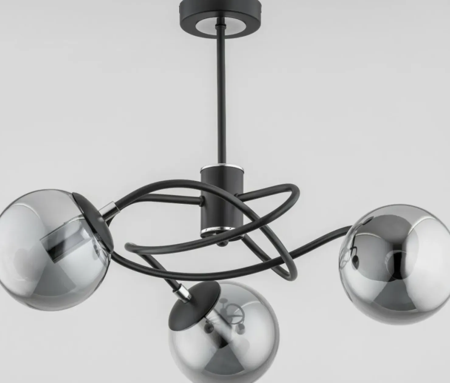 Store Sklep Kaja Czarna lampa sufitowa z 3 grafitowymi kloszami AL 28353 | Kaja