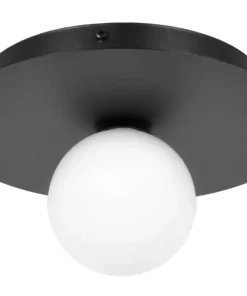 Czarna lampa sufitowa z białym kloszem ⌀10 cm K-5438 z serii ROBIN*Sklep Kaja Hot