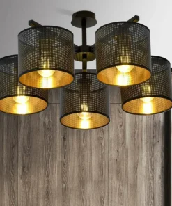 Czarna lampa sufitowa z dwukolorowymi abażurami 1144/5 JORDAN | Kaja*Sklep Kaja Outlet