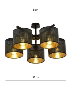 Czarna lampa sufitowa z dwukolorowymi abażurami 1144/5 JORDAN | Kaja*Sklep Kaja Outlet