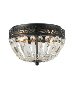 Czarna lampa sufitowa z kloszem z kryształków 108598 z serii ETIENNE*Sklep Kaja Best